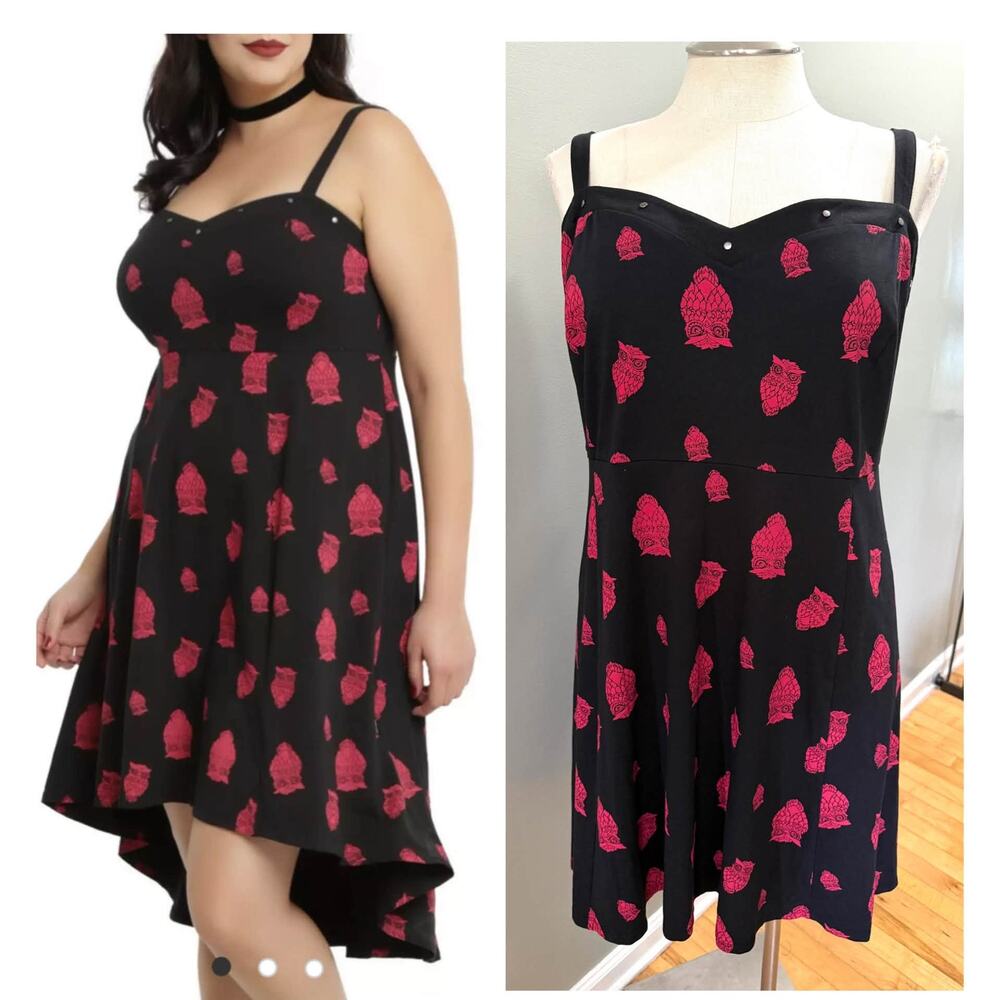Torrid 6 (6X) TRIPP NYC Owl Print Tattoo Hi Low Hem Studded Knit Tank Dress New
